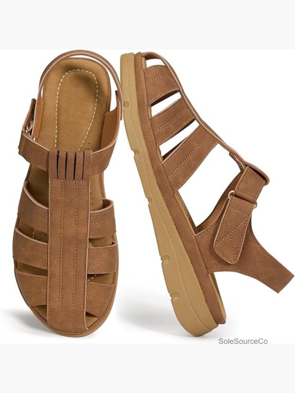 Closed Toe Flat Sandals Memory Foam Comfort Fisherman Sandal
